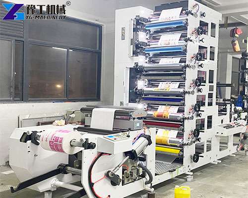 flexographic printer for roll to roll packaging material