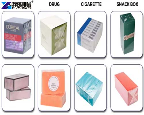 products packaged by box cellophane wrapping machine