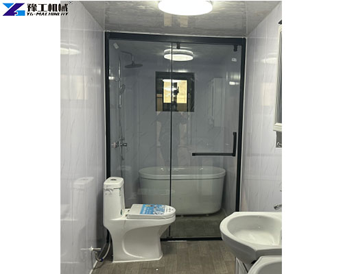 bathroom with waterproof wall panels in prefab container house