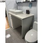 compact bathroom layout in modular container house